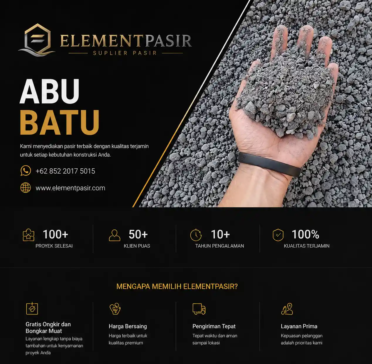 Jual abu batu 100% asli jabodetabek siap kirim 24 jam cod elementpasir