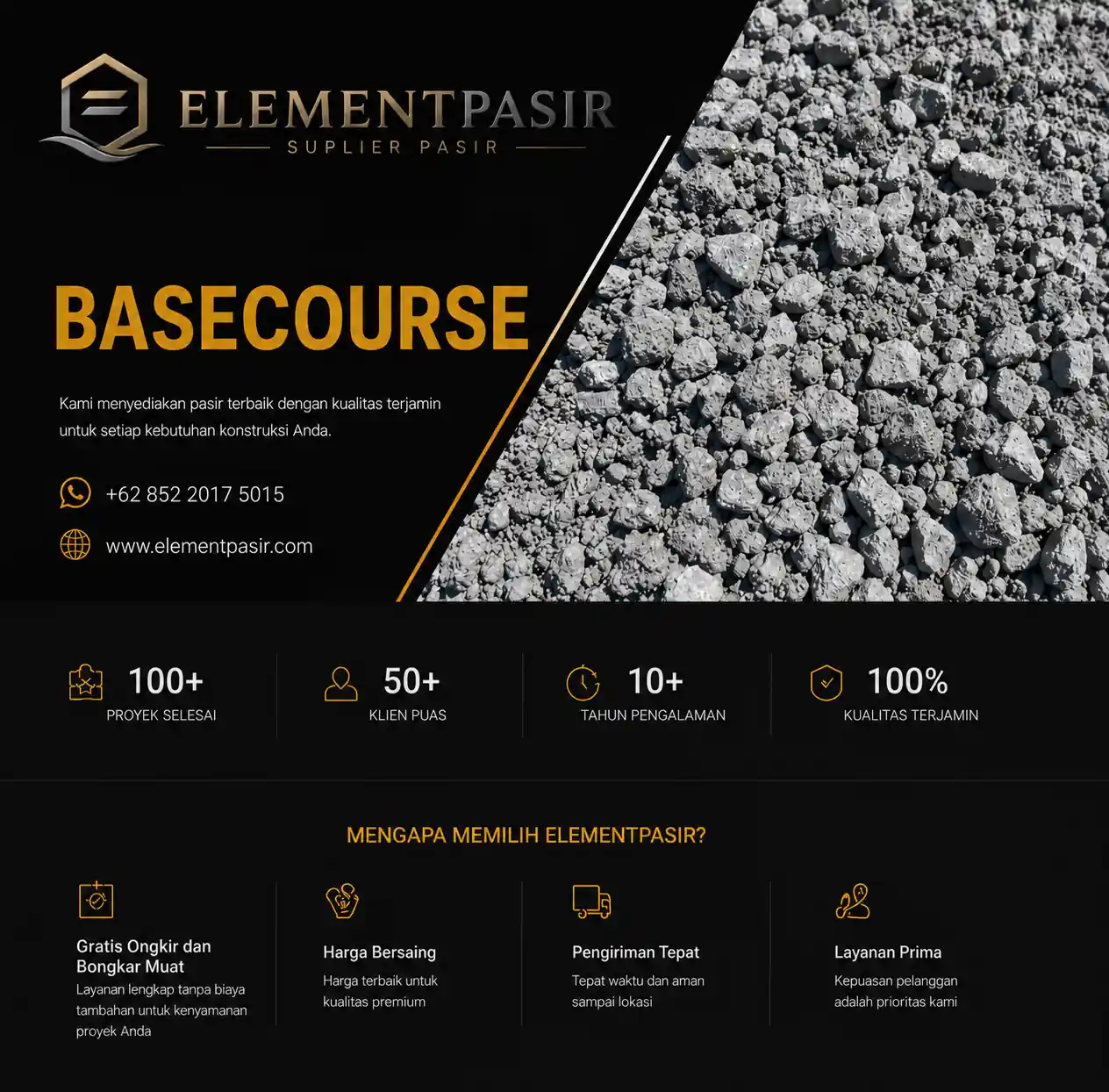 Jual batu base course 100% asli jabodetabek siap kirim 24 jam cod elementpasir
