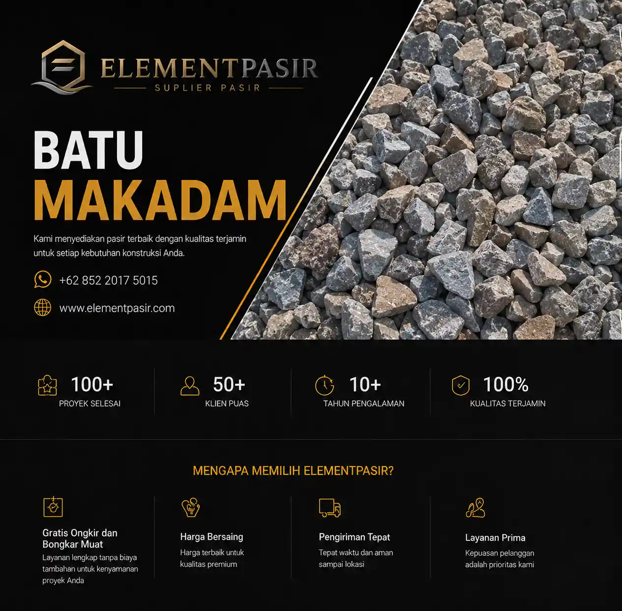 Jual batu makadam 100% asli jabodetabek siap kirim 24 jam cod elementpasir