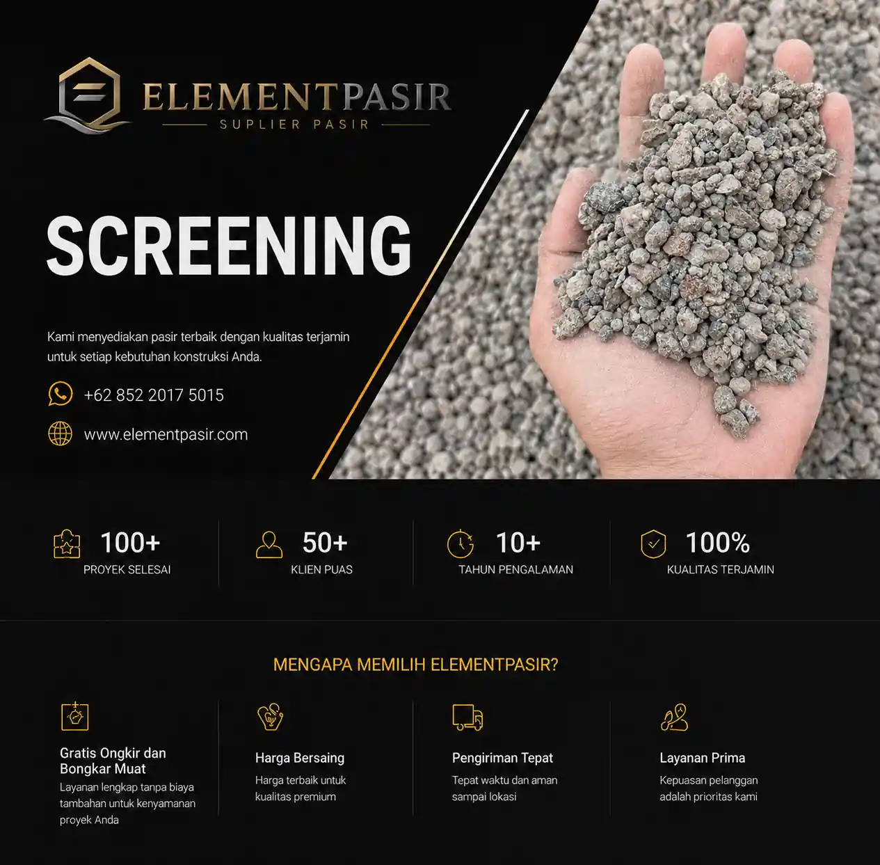Jual batu screening 100% asli jabodetabek siap kirim 24 jam cod elementpasir