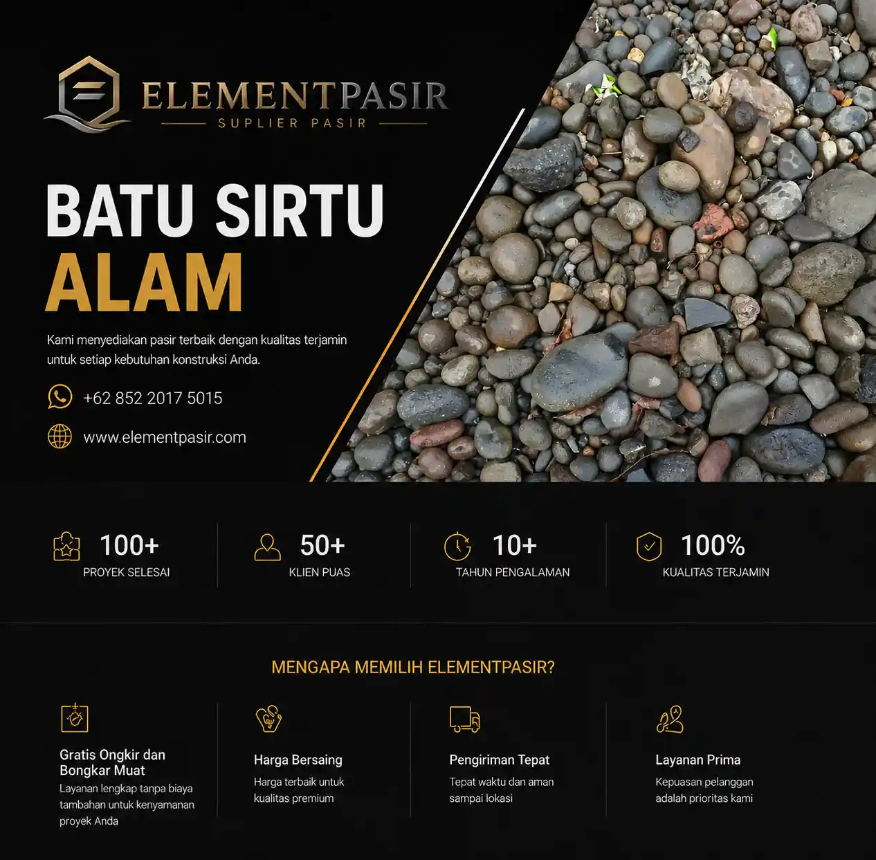 Jual batu sirtu 100% asli jabodetabek siap kirim 24 jam cod elementpasir