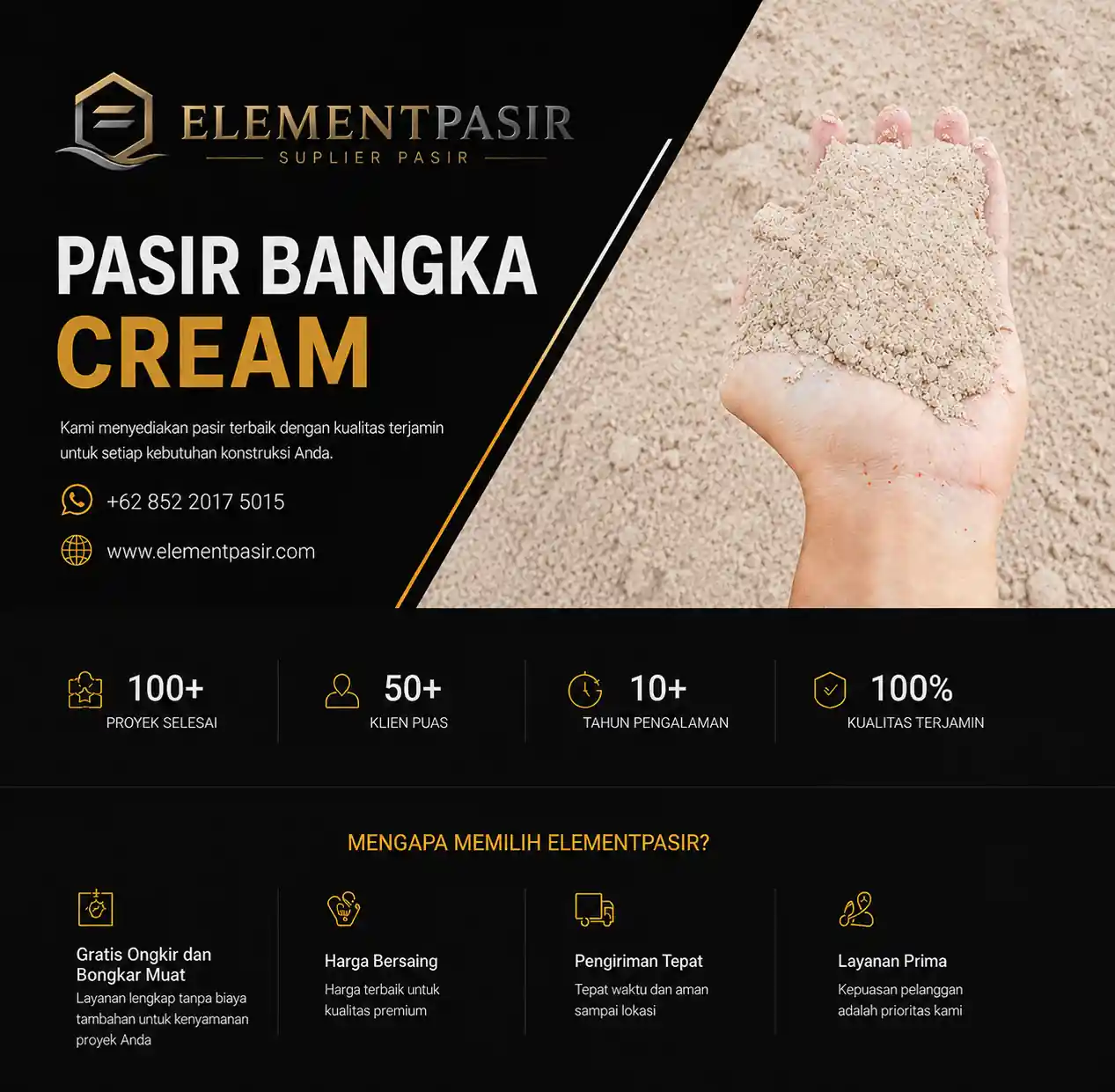 Jual pasir bangka cream 100% asli bogor siap kirim 24 jam cod elementpasir