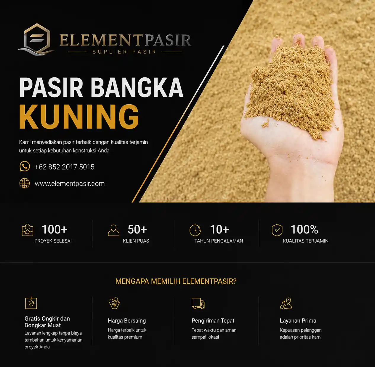 Jual pasir bangka kuning 100% asli depok siap kirim 24 jam cod elementpasir