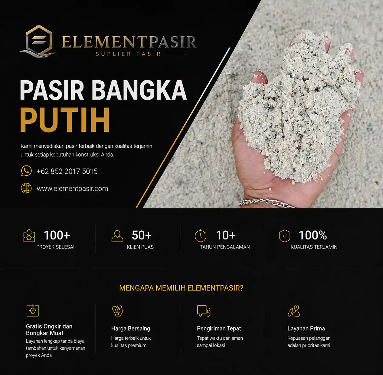 Jual pasir bangka putih 100% asli jabodetabek siap kirim 24 jam cod elementpasir