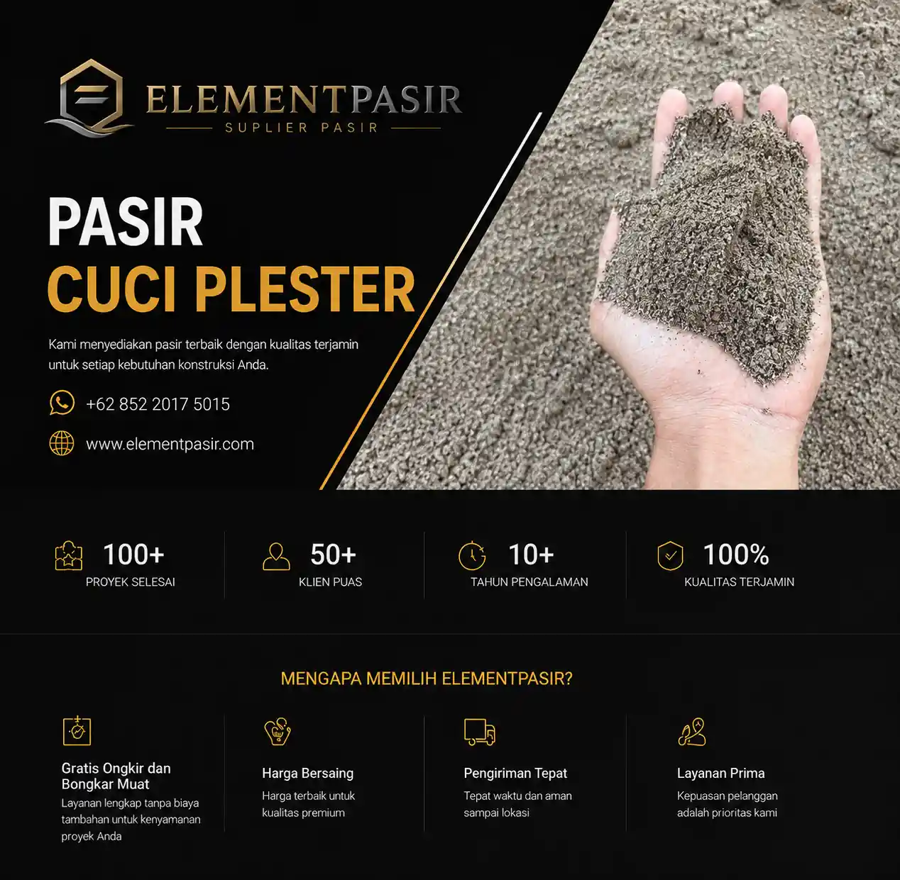 Jual pasir cuci plester 100% asli jabodetabek siap kirim 24 jam cod elementpasir