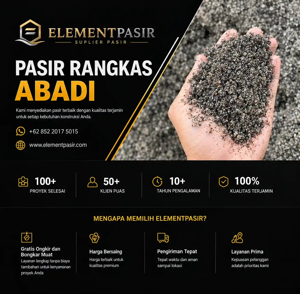 Jual pasir rangkas abadi 100% asli jabodetabek siap kirim 24 jam cod elementpasir