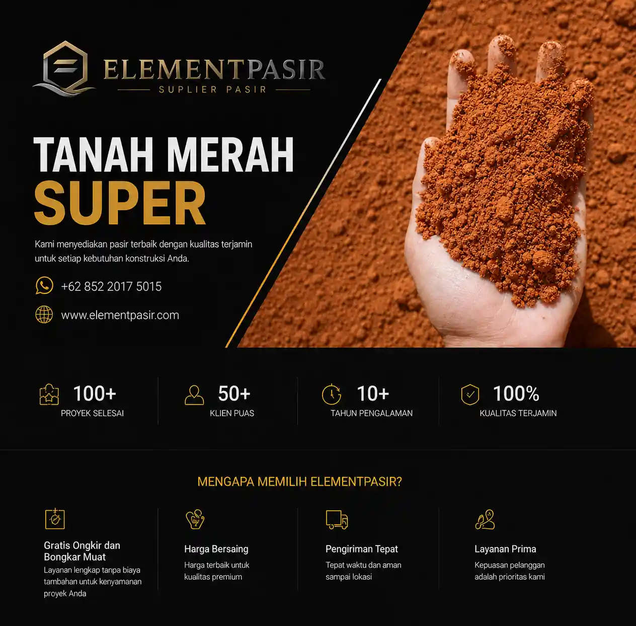 Jual tanah merah 100% asli jabodetabek siap kirim 24 jam cod elementpasir